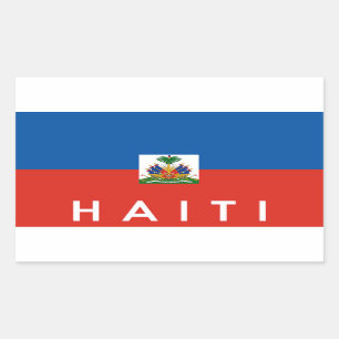 haiti country flag symbol name text rectangular sticker