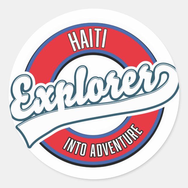 Haiti explorer into adventure retro logo classic round sticker (Front)