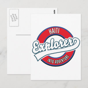 Haiti explorer into adventure retro logo postcard