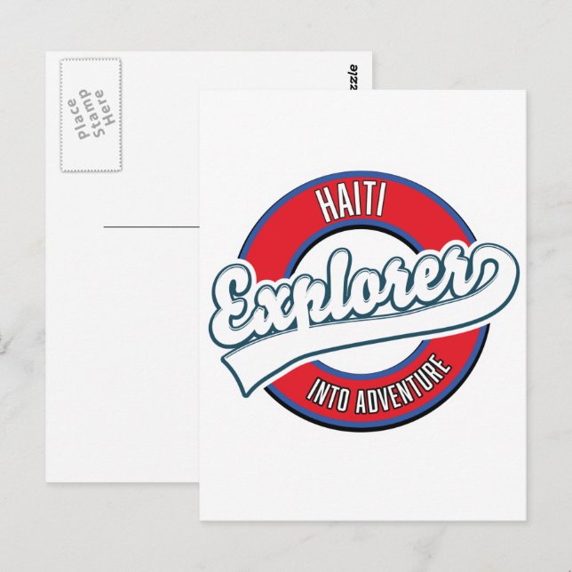 Haiti explorer into adventure retro logo postcard (Front/Back)