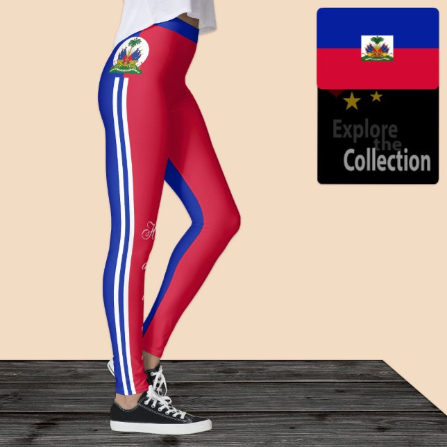 Haiti fashion leggings, Haitian Flag /sports Leggings (Creator Uploaded)