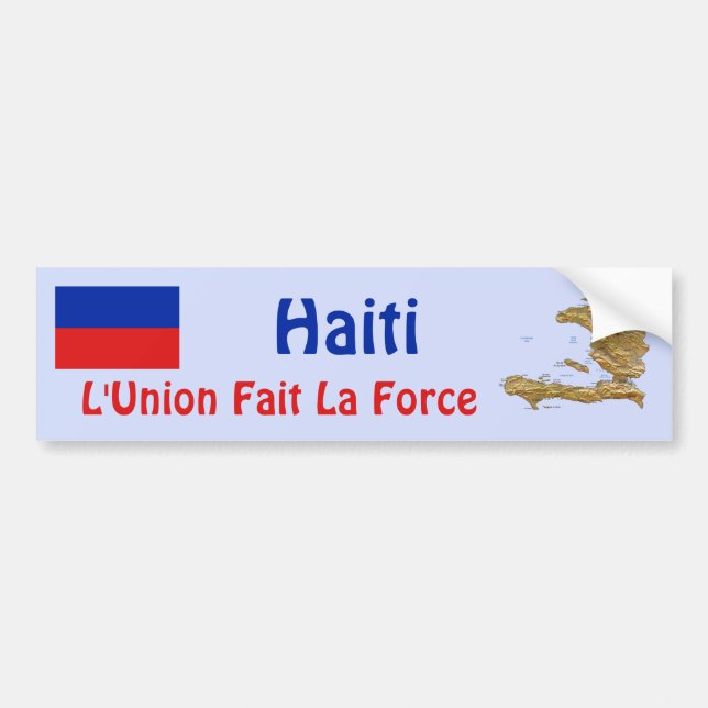 Haiti Flag and Map Bumper Sticker (Front)
