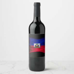 Haiti flag brush stroke, national flag wine label