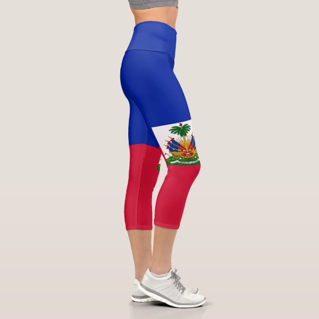 Haiti Flag Capri Leggings (Right)