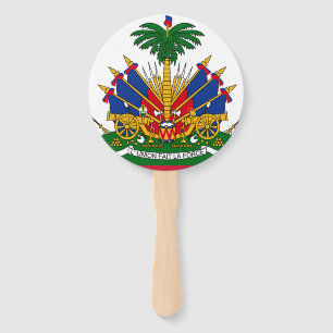 Haiti Flag Coat of Arms Hand Fan