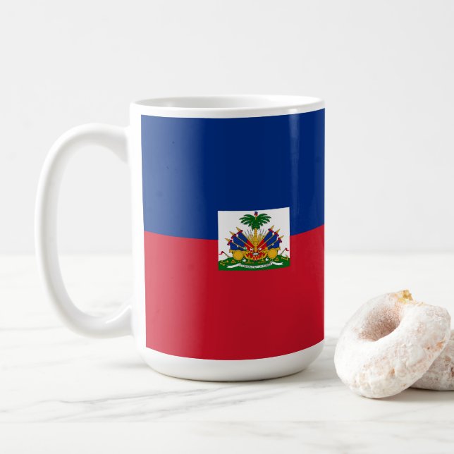 Haiti flag coffee mug (With Donut)