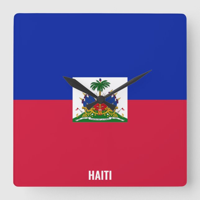 Haiti Flag Dazzling Patriotic Square Wall Clock (Front)