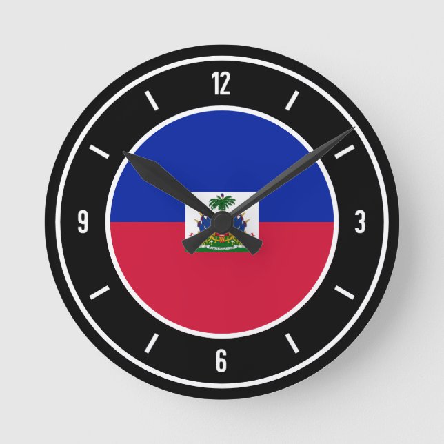 Haiti Flag Elegant Round Clock (Front)
