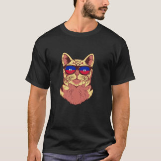 Haiti Flag Haitian Cat Sunglasses Funny Cat Lover T-Shirt