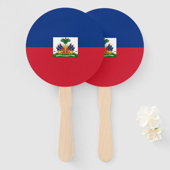 Haiti flag hand fan (Front and Back)