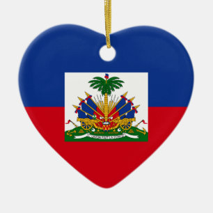 Haiti Flag Heart Ceramic Ornament