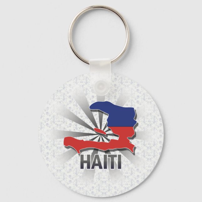 Haiti Flag Map 2.0 Key Ring (Front)