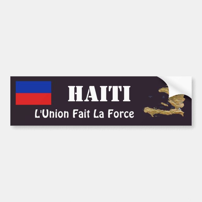 Haiti Flag + Map Bumper Sticker (Front)