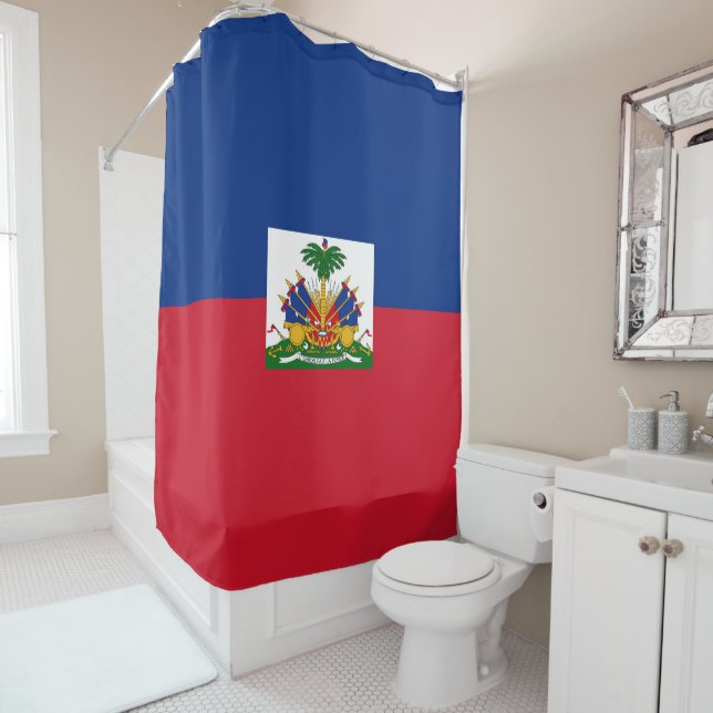 Haiti flag shower curtain (In Situ)
