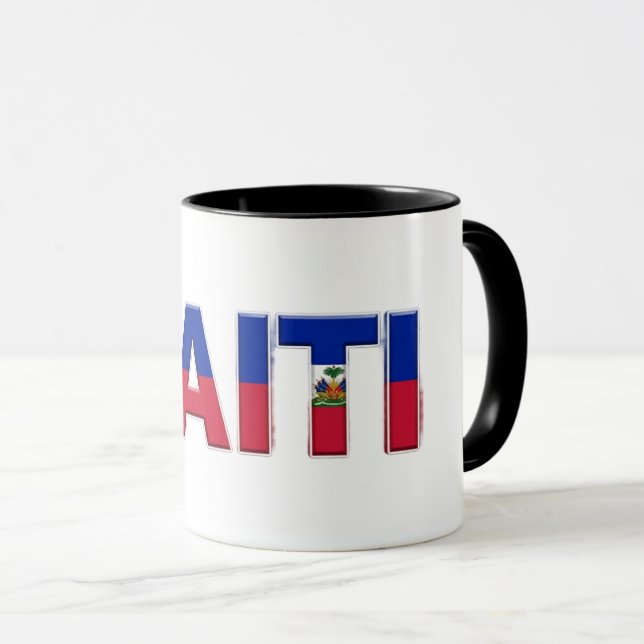 Haiti Flag Text | Caribbean Pride Design Mug (Front Right)