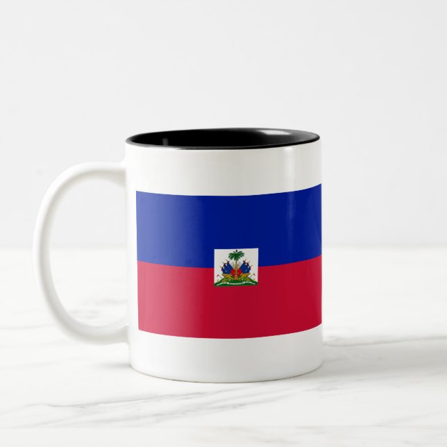 Haiti Flag Two-Tone Coffee Mug (Left)