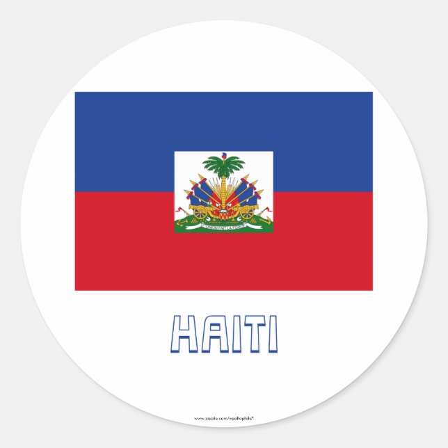 Haiti Flag with Name Classic Round Sticker (Front)
