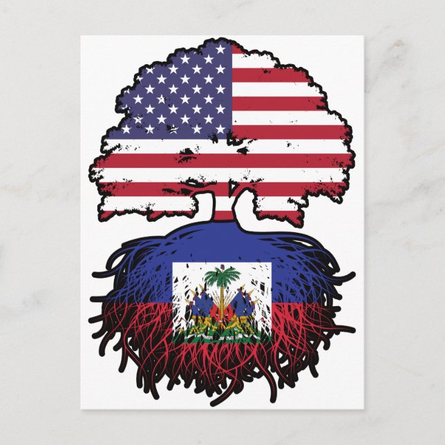 Haiti Haitian American USA Tree Roots Flag Postcard (Front)