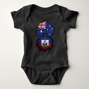 Haiti Haitian Australian Australia Tree Roots Flag Baby Bodysuit