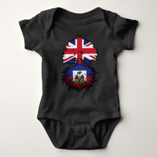 Haiti Haitian British UK Tree Roots Flag Baby Bodysuit