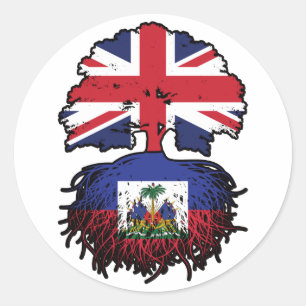 Haiti Haitian British UK Tree Roots Flag Classic Round Sticker