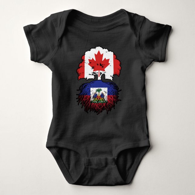Haiti Haitian Canadian Canada Tree Roots Flag Baby Bodysuit (Front)