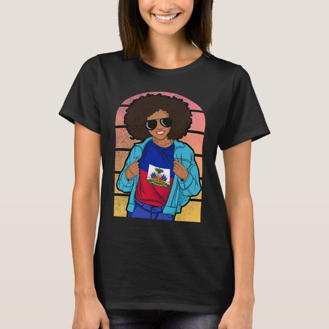 Haiti Haitian Flag Day Creole Proud Woman Happy Ay T-Shirt (Front)