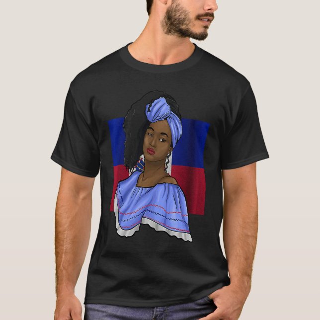 Haiti Haitian Flag Day Creole Proud Woman Happy Ay T-Shirt (Front)