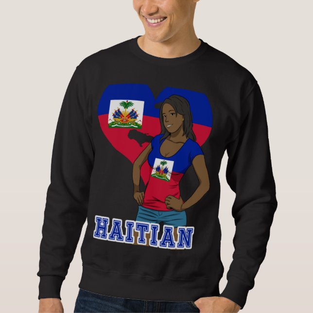 Haiti Haitian Flag Day Proud Woman Ayiti Girl Sweatshirt (Front)