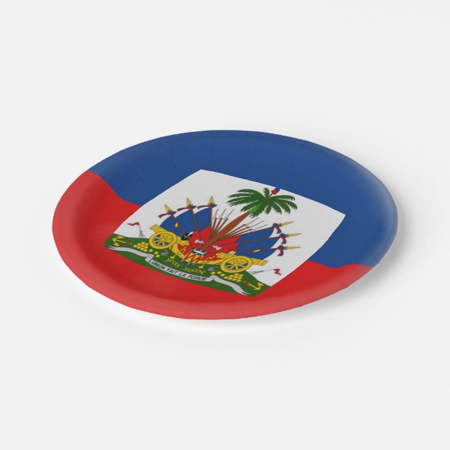 Haiti Haitian Flag Paper Plate (Angled)