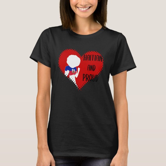 Haiti Haitian Love Flag Proud Woman Princess Crown T-Shirt (Front)