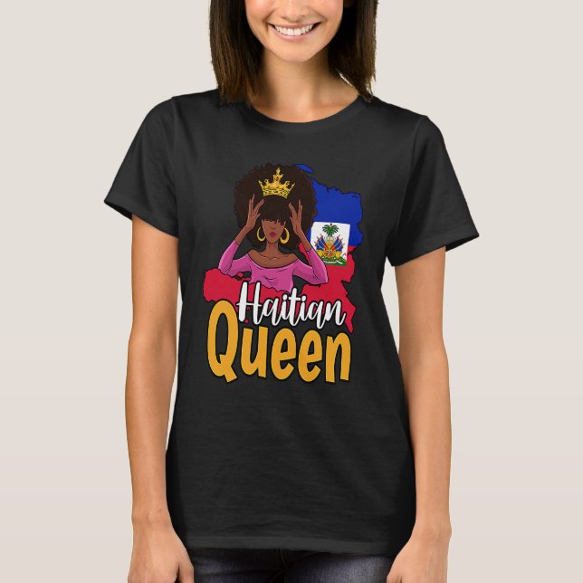 Haiti Haitian Love Flag Proud Woman Princess Crown T-Shirt (Front)