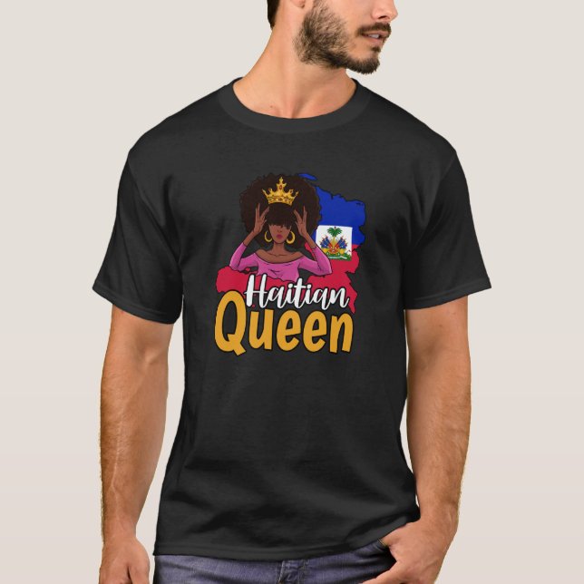 Haiti Haitian Love Flag Proud Woman Princess Crown T-Shirt (Front)