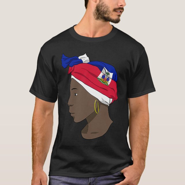 Haiti Haitian Love Flag Proud Woman Princess Crown T-Shirt (Front)