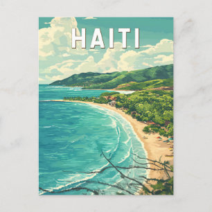 Haiti Illustration Travel Art Vintage Postcard
