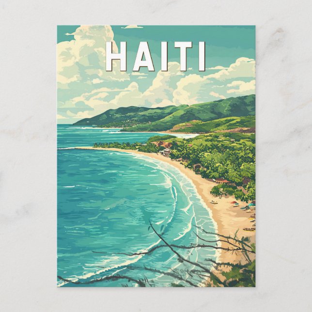 Haiti Illustration Travel Art Vintage Postcard (Front)