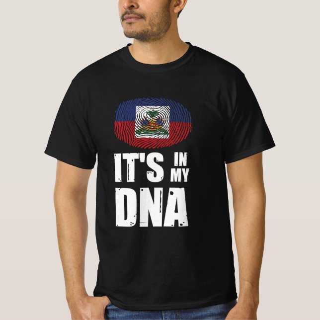 Haiti It's In My DNA Fingerprint Haitian Flag   T-Shirt (Front)