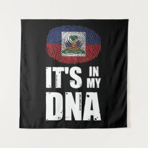 Haiti It's In My DNA Fingerprint Haitian Flag Tapestry