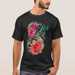 Haiti National Flower Hibiscus Birds Lakay T-Shirt