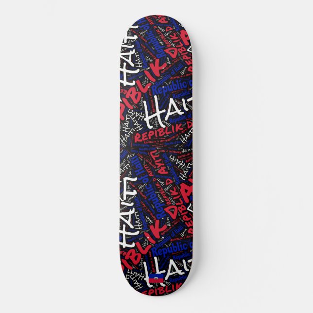 Haiti National Pride Wordcloud Skateboard (Front)