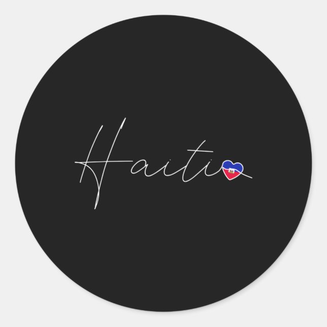 Haiti Simple Love Haitian Flag He On Haiti Classic Round Sticker (Front)