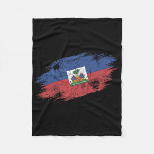 Haiti Soccer Fan Tattered Flag National Pride  Fleece Blanket