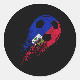 Haiti Soccer Haitian Flag Pride Soccer Player Classic Round Sticker
