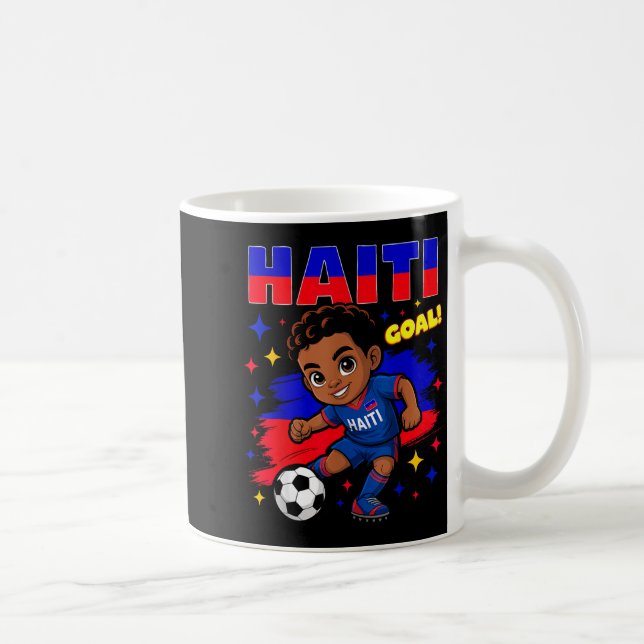 Haiti Soccer Kid Haitian Flag Soccer Player Footba Coffee Mug (Right)