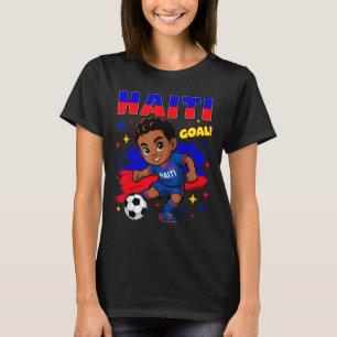 Haiti Soccer Kid Haitian Flag Soccer Player Footba T-Shirt