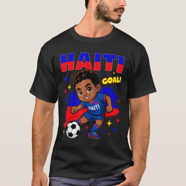 Haiti Soccer Kid Haitian Flag Soccer Player Footba T-Shirt (Front)