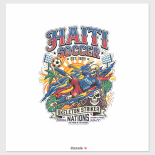 Haiti Soccer Skeleton Striker Nations Poster Style