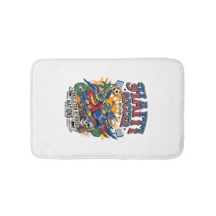 Haiti Soccer Skeleton Striker Nations Poster Style Bath Mat
