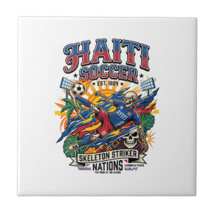 Haiti Soccer Skeleton Striker Nations Poster Style Ceramic Tile