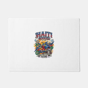 Haiti Soccer Skeleton Striker Nations Poster Style Doormat